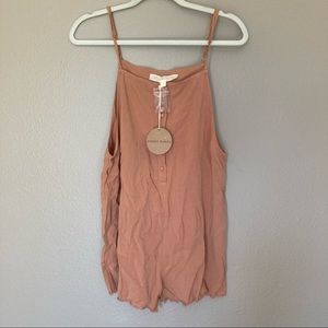 NWT Honey Punch Romper Raw Hem Button Front Sz Large